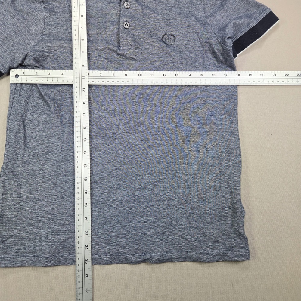 Armani Exchange Polo Shirt Marled Contrast Trim Blue Men Medium - Picture 11 of 11